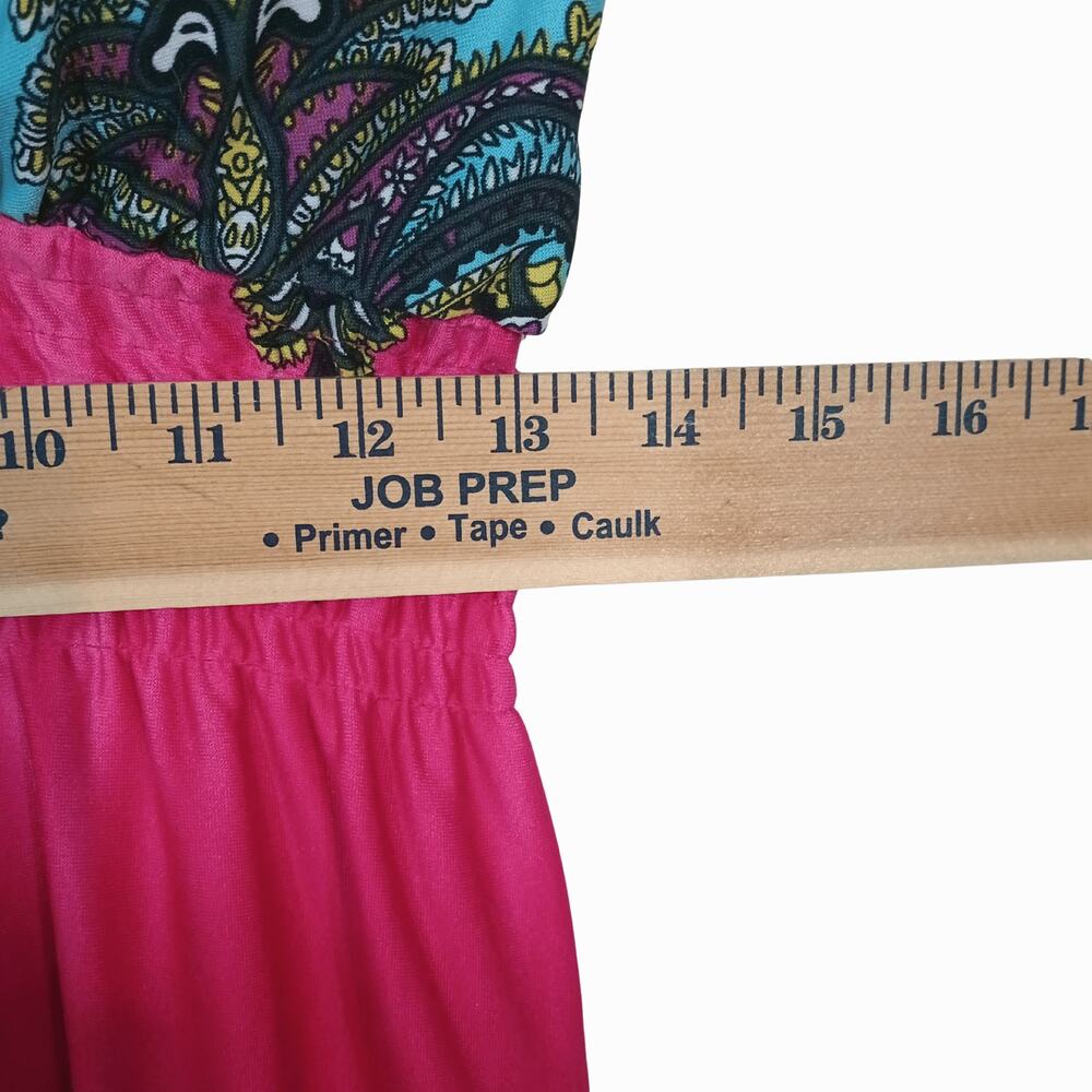 She's Cool Women's Boho Maxi Dress Pink Sz Small With Built In Bra Elastic Waist - Picture 7 of 8